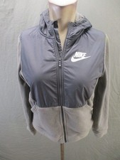 Nike Size L Kids Gray Fleece Hooded Full Zip Activewear Sport Jacket 644