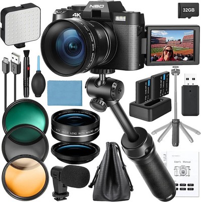 NBD Digitalkamera 4K 48MP 60FPS WiFi Autofokus Vlogging für YouTube mit Mikrofon
