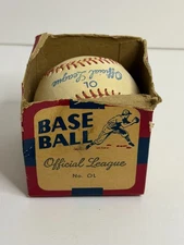 Vintage NOS 1950s 60s Official League Baseball Ball No. OL New In Box with BOX