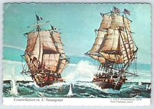 Postcard USF Constellation vs L'Insurgente Naval Battle Art by Tom Freeman