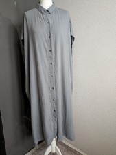 UNIQLO Grey OVERSIZED LINEN BLEND SHIRT DRESS COVER UP Sleeves Pockets XXL