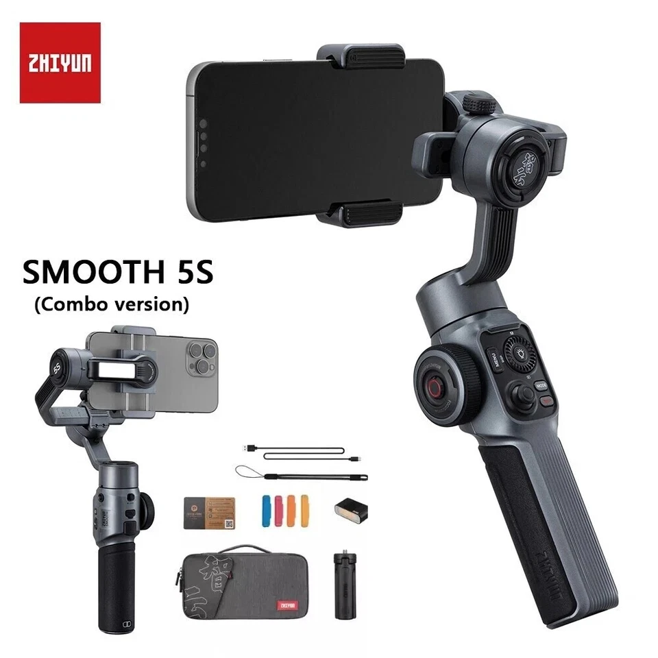 Zhiyun Smooth 5S Combo Gimbal-Stabilisator 3-Achsen-Telefon-Gimbal +Fülllichtern - Bild 3 von 4
