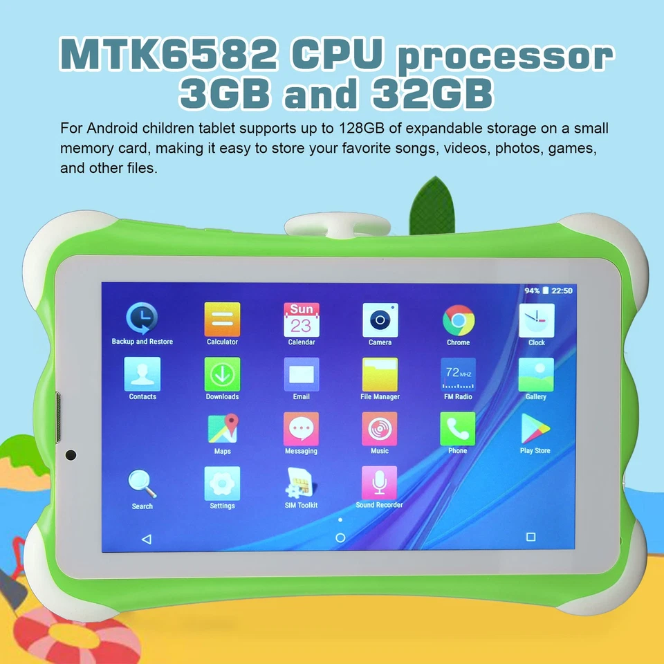 7 Inch Children Tablet For 1280x800 3GB 32GB WiFi Dual SIM 6000mAh Eye☚ - Image 3 of 4