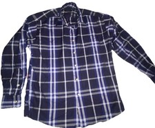 Vintage Burberry London Shirt Mens Medium Black and Blue Plaid Button-Up.