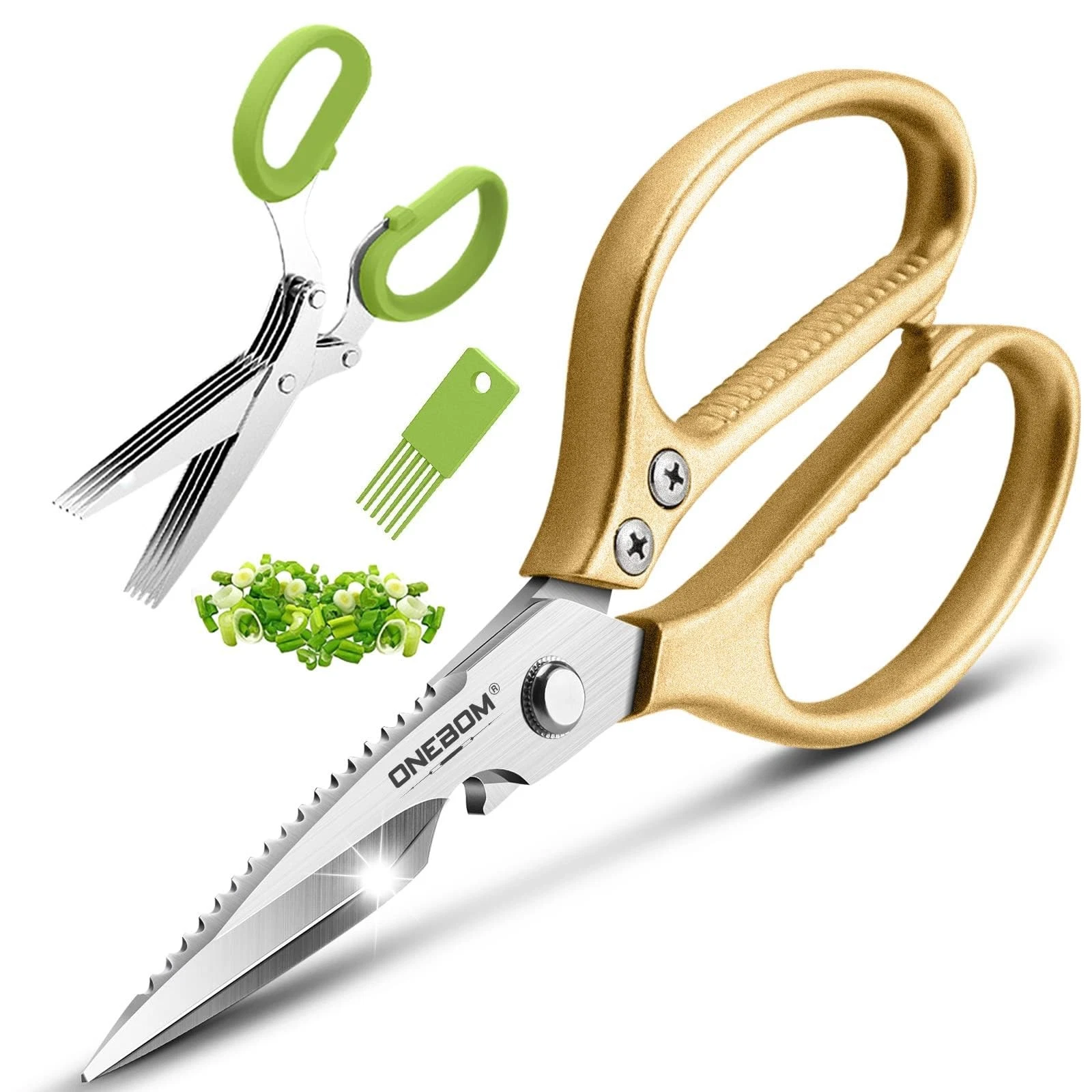 2 Pack Gold MultiFunction Kitchen Scissors Heavy Duty Sharp 304 Stainless
Opens in a new window or t
