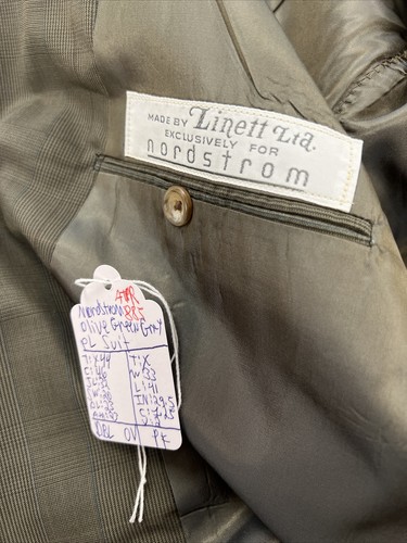 Nordstrom Men's Olive Green Plaid Wool Suit 44R 33X29 $795 - Picture 8 of 14