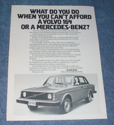 1975 Volvo 240 Vintage Ad ''What Do You Do When You Can't Afford...''