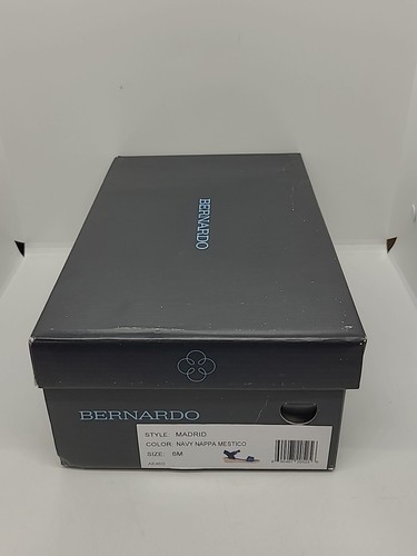 NEW Bernardo Madrid Leather Ankle Strap Wedge Sandal - Navy Size 6M - Picture 6 of 7
