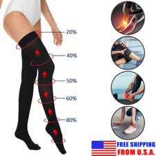 Women Men 30-40 mmHg Thigh High Support Socks Relief Edema Compression Stockings