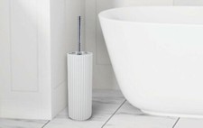 Toilet Bowl Brush Holder Set with Bowl Brush and Ceramic Stoneware Holder