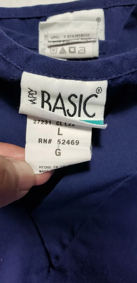 Lot of 6 Unisex Simply Basic Dark Blue Size L Scrub Top. - Image 4 of 4