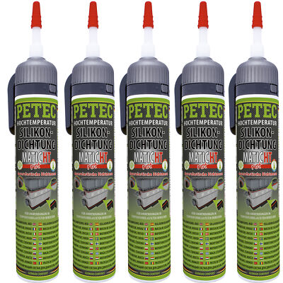Petec Hochtemperatur Silikondichtung Matic HT rot 5x 200ml dauerelastisch -300°C