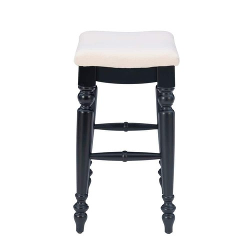 Linon Home Decor Counter Stool Rectangle Seat Backless Plush Curved Seat Black - Picture 2 of 6