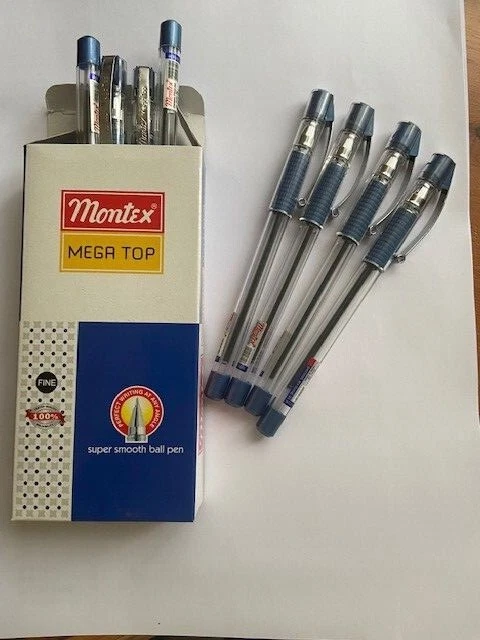 Ball Pens Box of 12 Montex Mega Top Super Smooth Blue