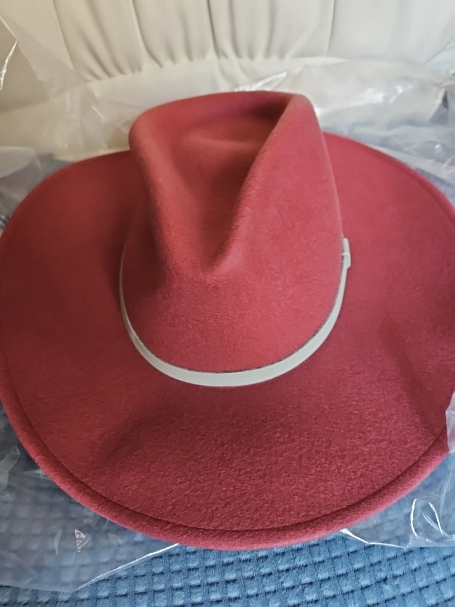 NEW Rag & Bone OHARA COWBOY HAT ROSE PINK WOOL LEATHER SIZE  display picture 1