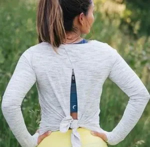 Zyia Active White Gray Split Back Long Sleeve Top… - image 2