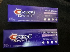 Lot of 2 Crest 3D White Stain Eraser Mint Splash Fluoride Toothpaste 2.7oz
