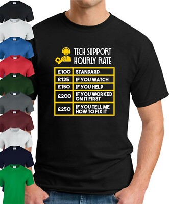 TECH SUPPORT STUNDENSATZ > Lustiger Spruch Neuheit IT Computer Nerd Geek Top 
