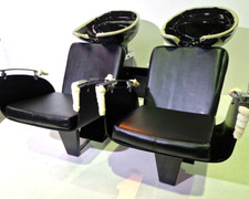 Figaro Arco Doppel-Rückwärtswaschanlage Schwarz | Liegewaschbecken Waschsessel