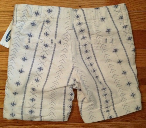NWT Girl's Old Navy White Linen/Rayon Shorts with Blue Geometric Design- Size 6 - Picture 8 of 8