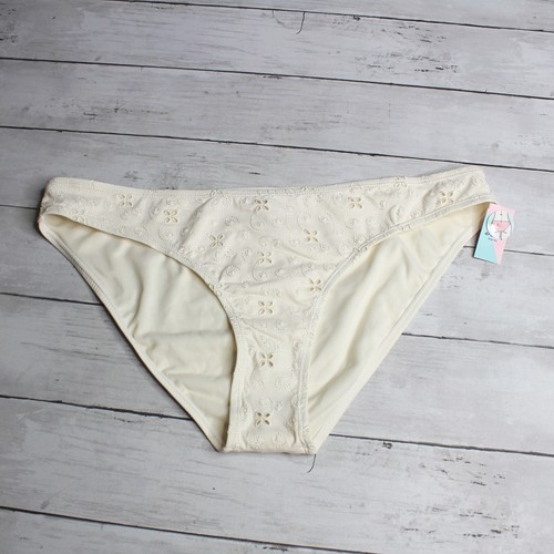 Ardene Swimwear Women's Bikini Swim Bottoms Size XL Ivory Eyelet