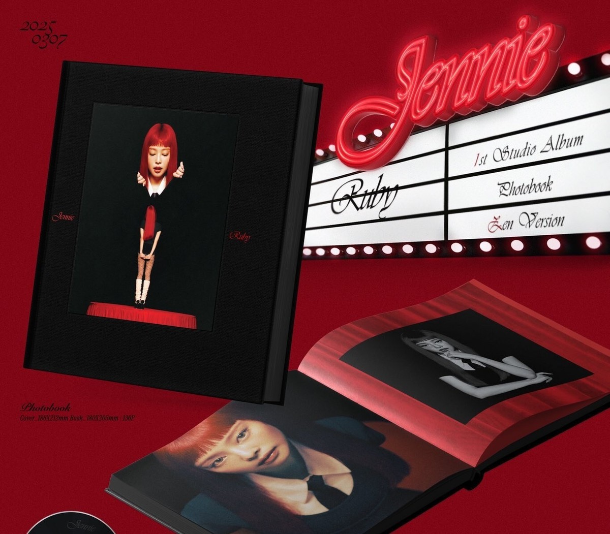 JENNIE BLACKPINK 1st Studio Album Ruby Photobook 2Ver SET CD