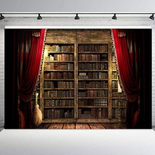 7x5ft Library Vintage Old Bookshelf Halloween Vinyl Backdrop Photo Background