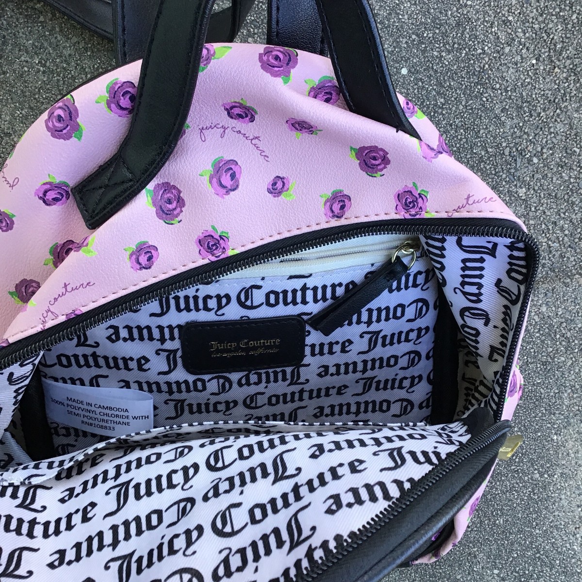 Juicy Couture Mini Backpack Blooms Floral Black Purple Pink Juicy Couture Mini Backpack Blooms Floral Black Purple Pink
