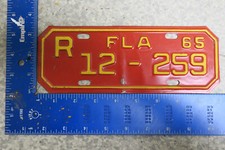 Florida Motorcycle License Plate 1965 Fl Tag 12-259 Lake County 65