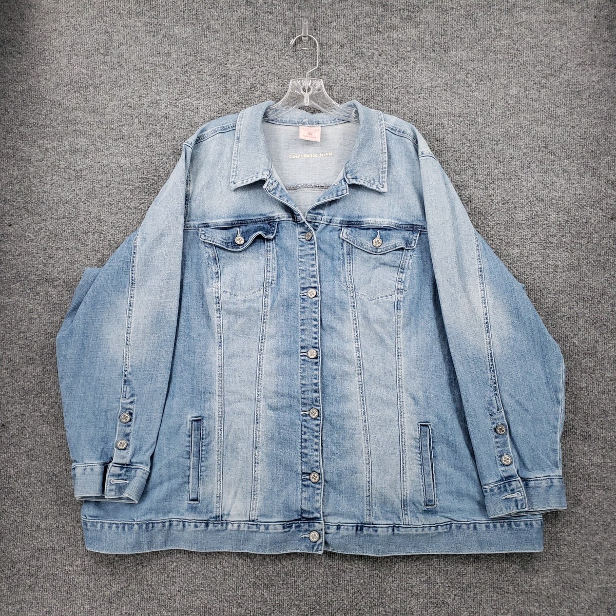 Laurie Felt Jacket Women 3X Plus Blue Classic Denim Belted Jean 