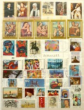 Schönes Lot: 40 v e r s c h i e d e n e Briefmarken Motiv Gemälde, gestempelt