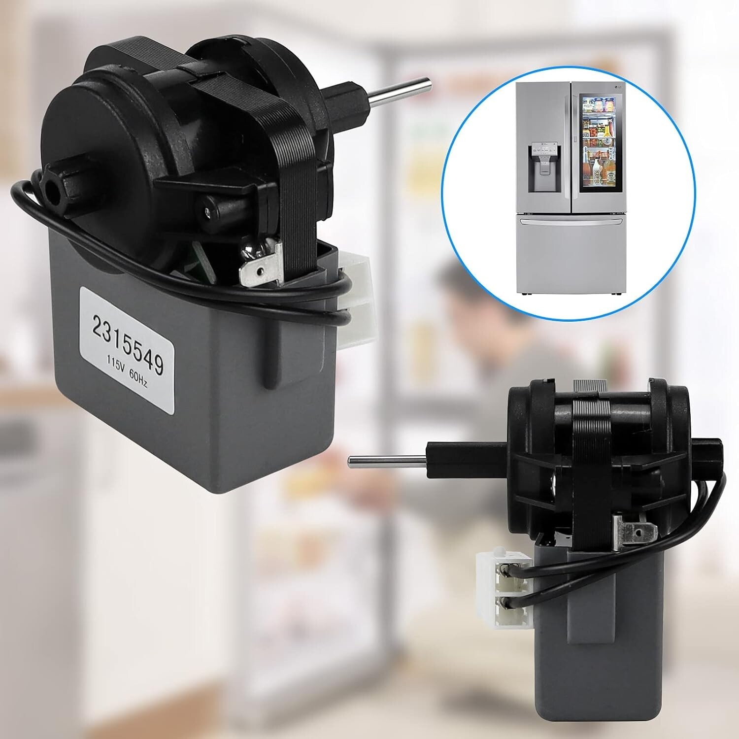 2315549 Refrigerator Evaporator Fan Motor Compatible with Whirlpool Fit ...