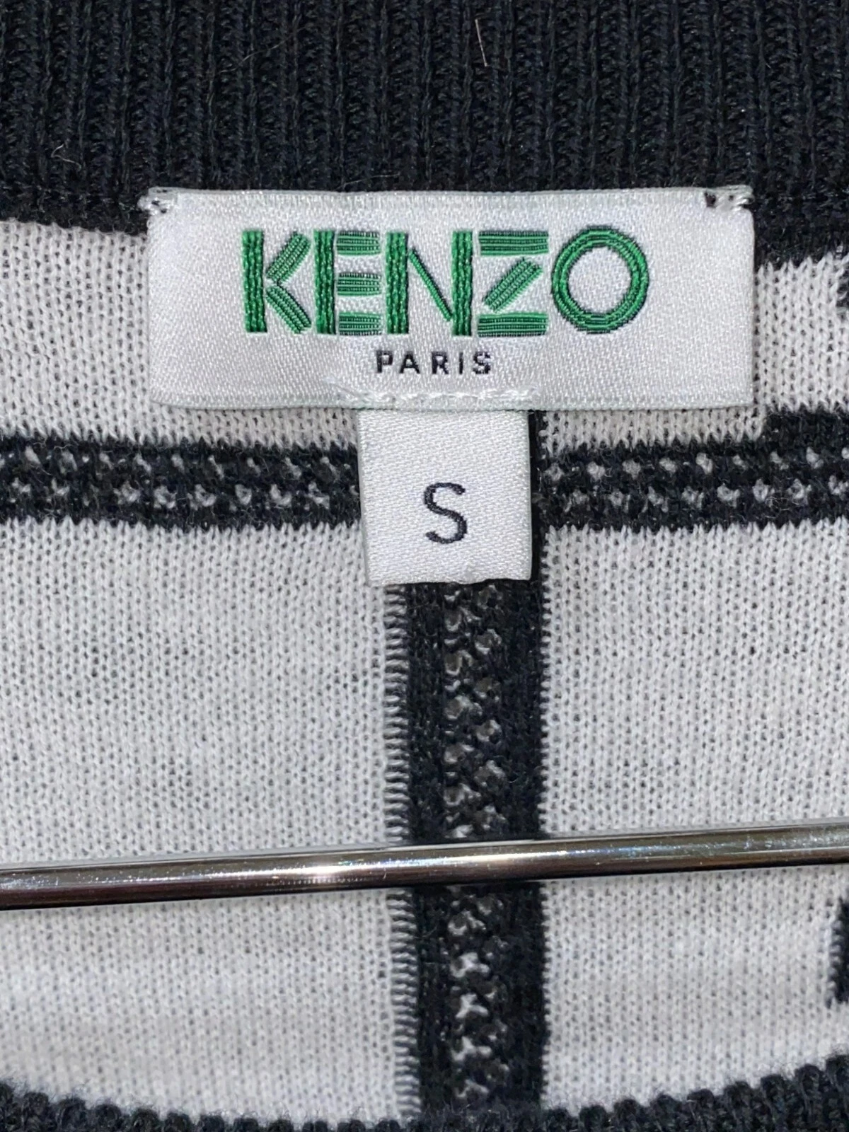 Abito Kenzo Paris Tanami Fiore Jaquard Intarsiato Maglia Cotone Bianco e Nero Sma