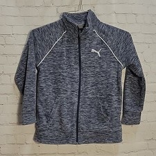 Puma blue and gray fleece zipper lightweight jacket Boys M 8/10