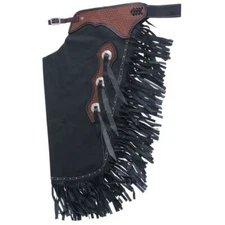 TOUGH 1 SMOOTH BLACK LEATHER BASKETWEAVE CHINKS! FREE SHIPPING!