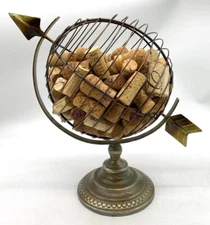 Metal Armillary Sphere Globe w/ Wine Corks
