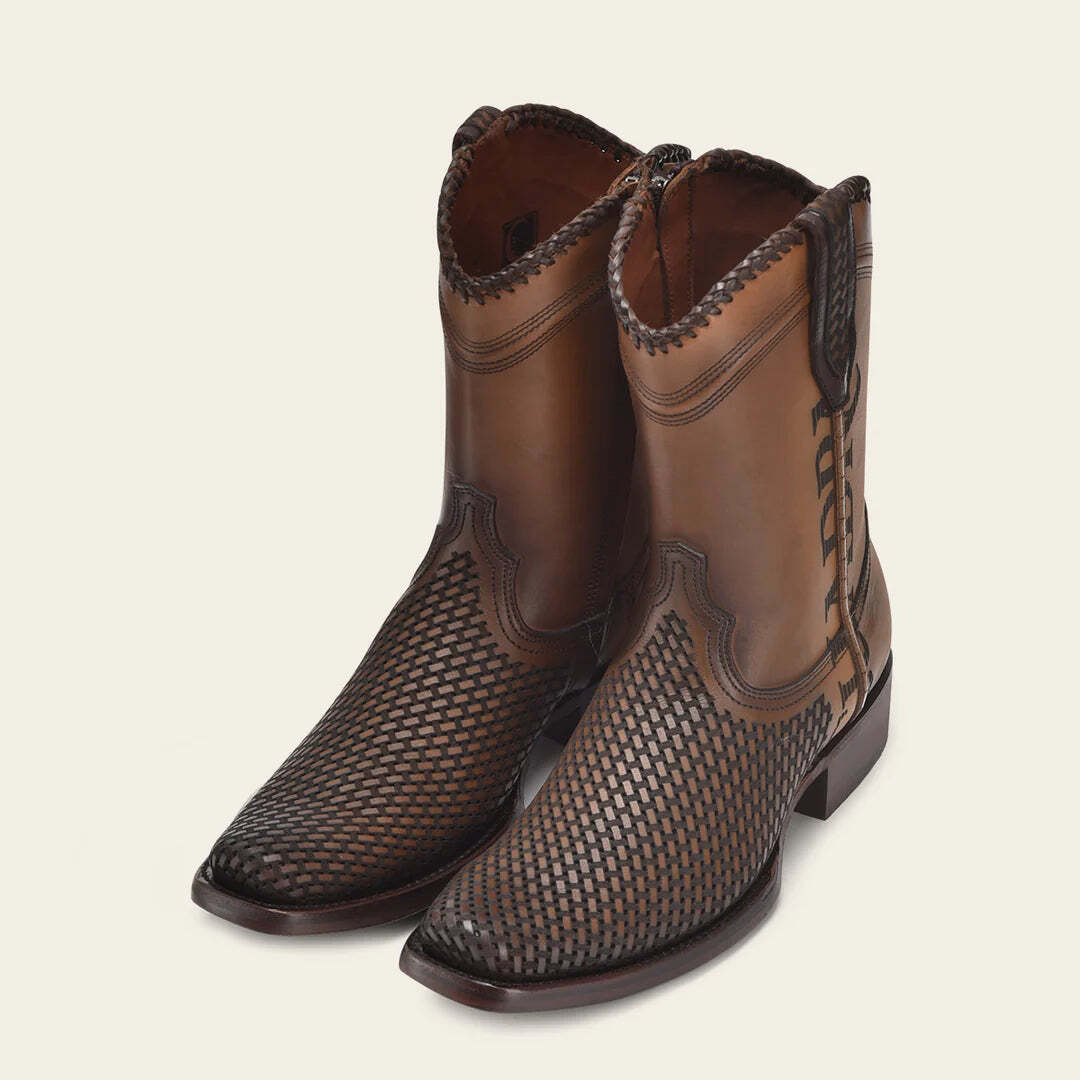 1J2YRS - Cuadra honey casual cowboy cowhide ankle boots for 1J2YRS - Cuadra honey casual cowboy cowhide ankle boots for