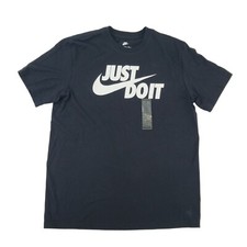 Nike Men's Medium Black Crewneck Swoosh Short Sleeve T Shirt NEW READ 