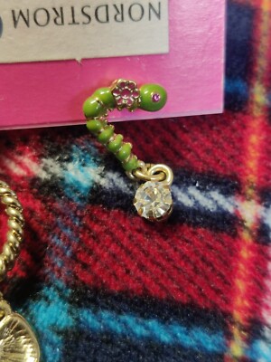 Betsey Johnson Caterpillar Leaves Mismatch Earrings new old stock