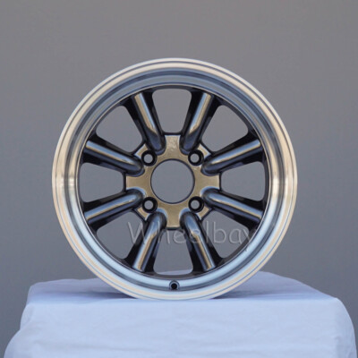 4 PCS ROTA WHEEL RKR 15X8 10 4X100 67.1  HYPERBLACK WITH POLISH LIP