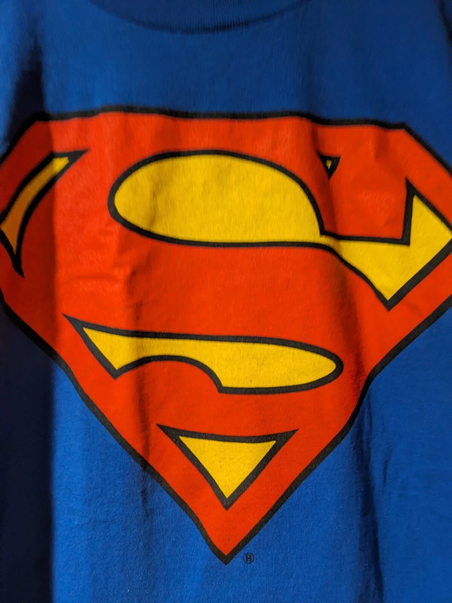 Vintage 90s Superman Logo Big Print Changes Single Stitch Blue Large T-Shirt  | eBay