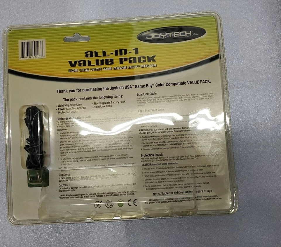 VINTAGE JOYTECH NINTENDO GAMEBOY COLOR VALUE PACK,LIGHT SHIELD,LINK CABLE 5 IN 1 - Image 3 of 4