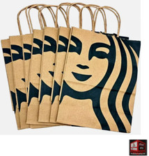 Lot of 25 Starbucks Brown Paper Lunch Bags w/ Handles, 8 x 10 x 4.5