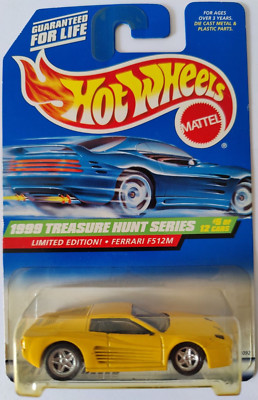 1999 Hotwheels Treasure Hunt BP#5 Yellow Ferrari F512M(Black Base)MOC!