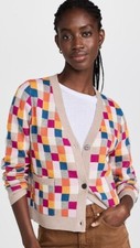 New KULE Capucine Cardigan Sweater Multicolor Check Size M Cahsmere Blend