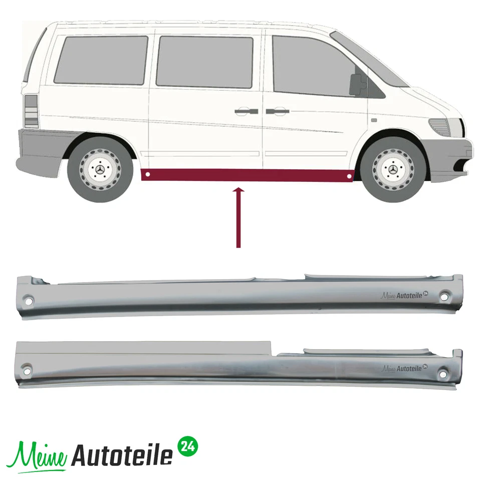 Schweller voll rechts und links Reparaturblech für Mercedes Vito W638