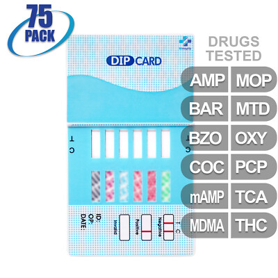NEW Mintegrity Drug Test 12-Panel Dip Card Urine Home Kit 75-Pack #MI-WDOA-7125