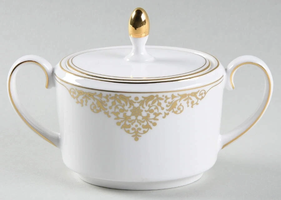 Vera Wang 260562 Emperatriz Joya Hueso China Azúcar Cuenco Blanco/Dorado Foto 2 de 2