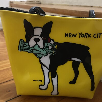 Marc Tetro Boston Terrier New York City Small Yellow Vinyl  Marc Tetro My Boston Terrier Zippered Tote NWT main image 0