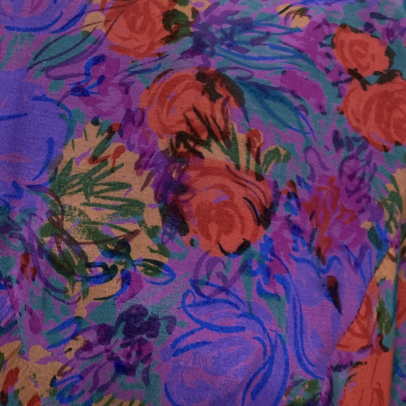 Rare 1960s Norman Hartnell Vintage Floral Silky Dress, Size Vintage 16 UK 4